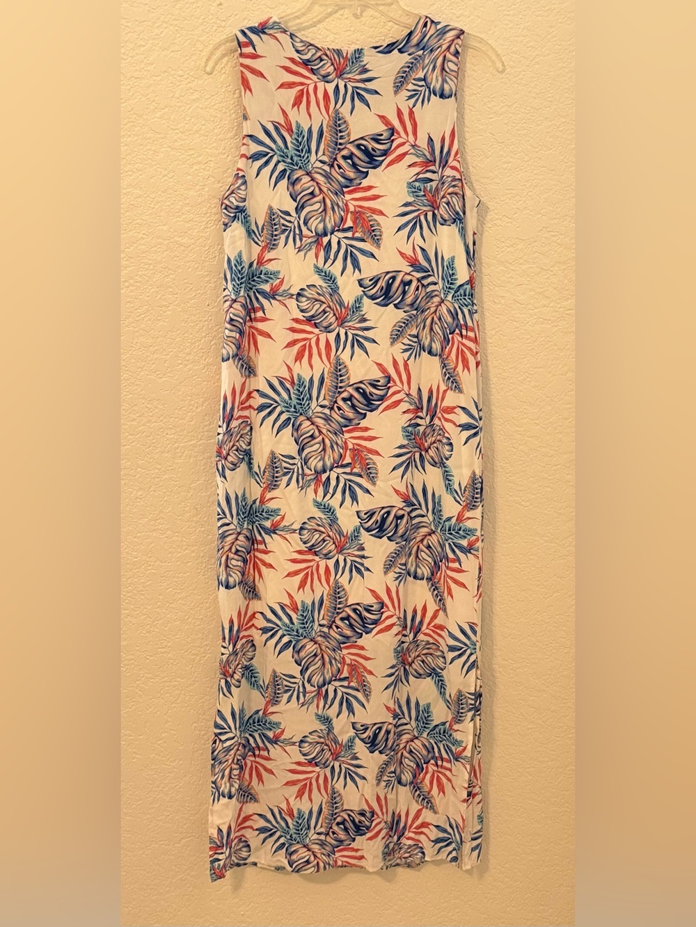 Caribbean Joe Tropical Floral Rayon Sleeveless Cruise Resort Beach Maxi Dress M - Picture 3 of 6